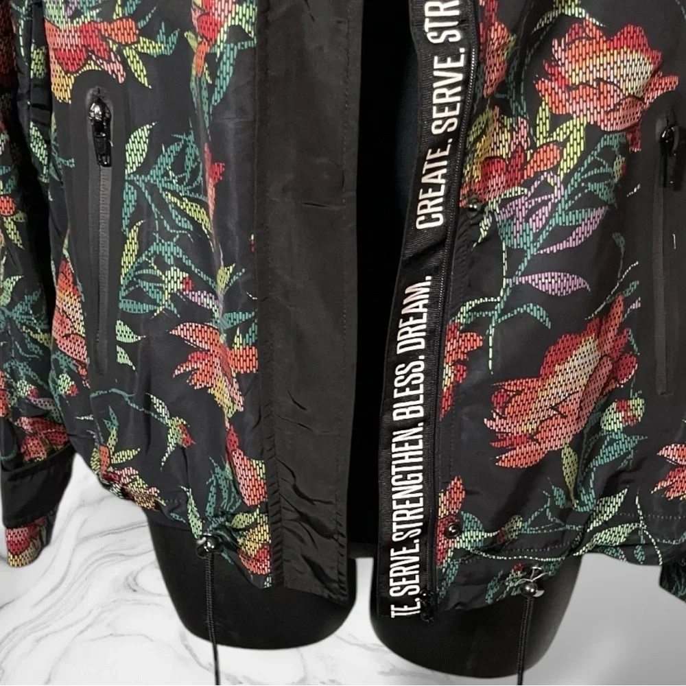 Lularoe Floral Windbreaker Jacket Create Serve Strengthen Bless Dream Size Small